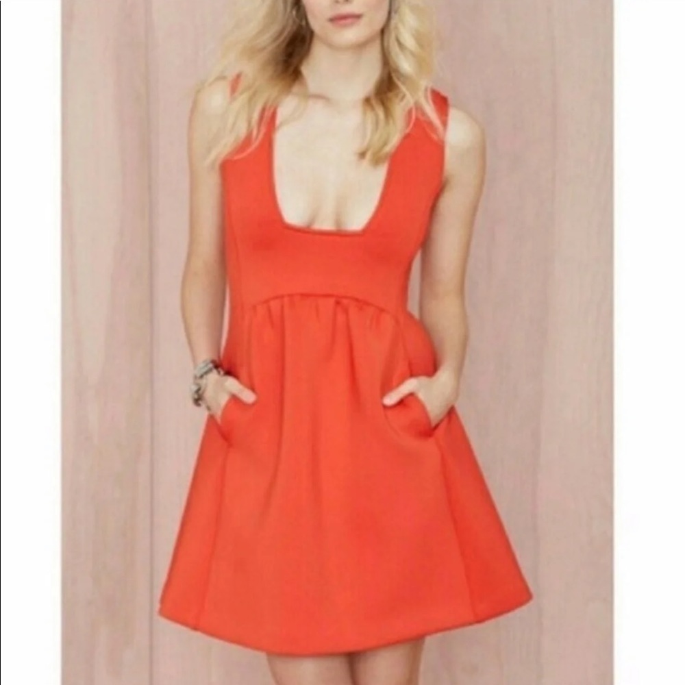 Nasty Gal Fit & Flare Orange Dress Size M. NWT